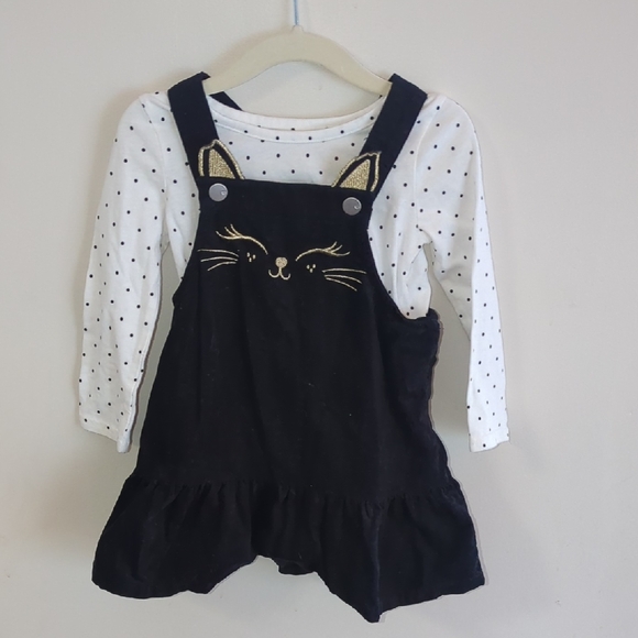 The Children's Place Other - The Children's Place Black Cat Overalls with Gold Accents. Size 18-24 Months.